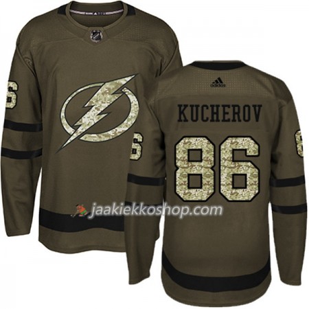 Miehille NHL Tampa Bay Lightning Pelipaita Nikita Kucherov 86 Adidas 2017-2018 Camo Vihreä Authentic